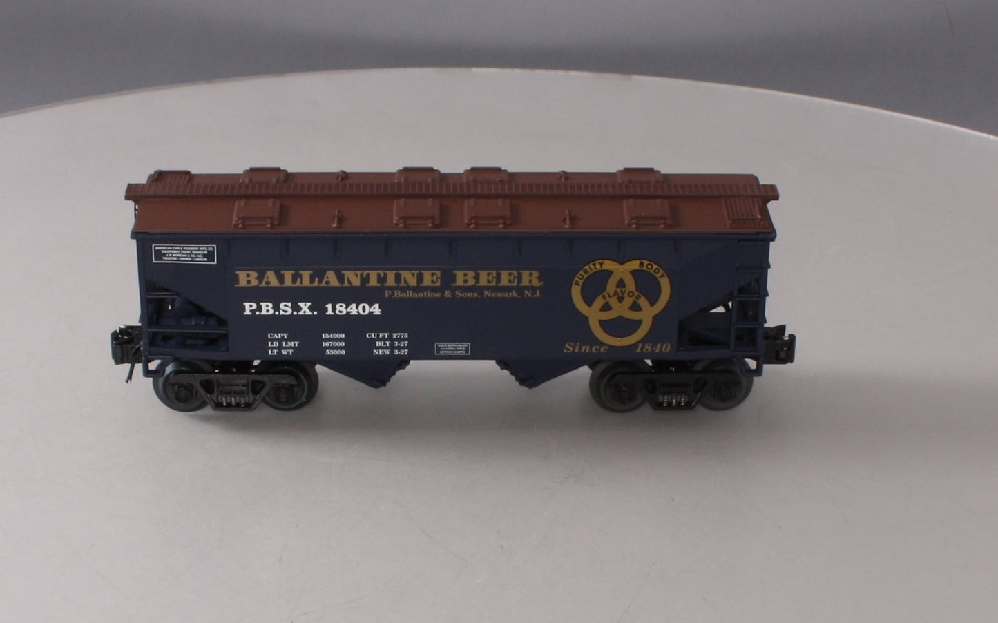 RMT 96394 O Gauge Ballantine Beer Covered Hopper #18403
