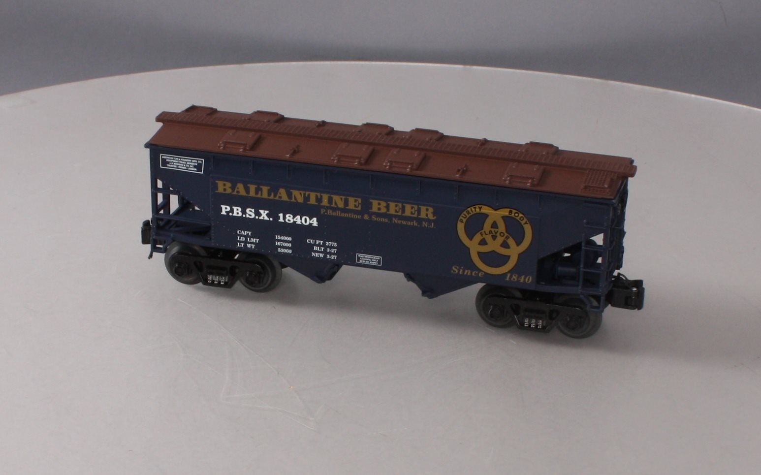 RMT 96394 O Gauge Ballantine Beer Covered Hopper #18403