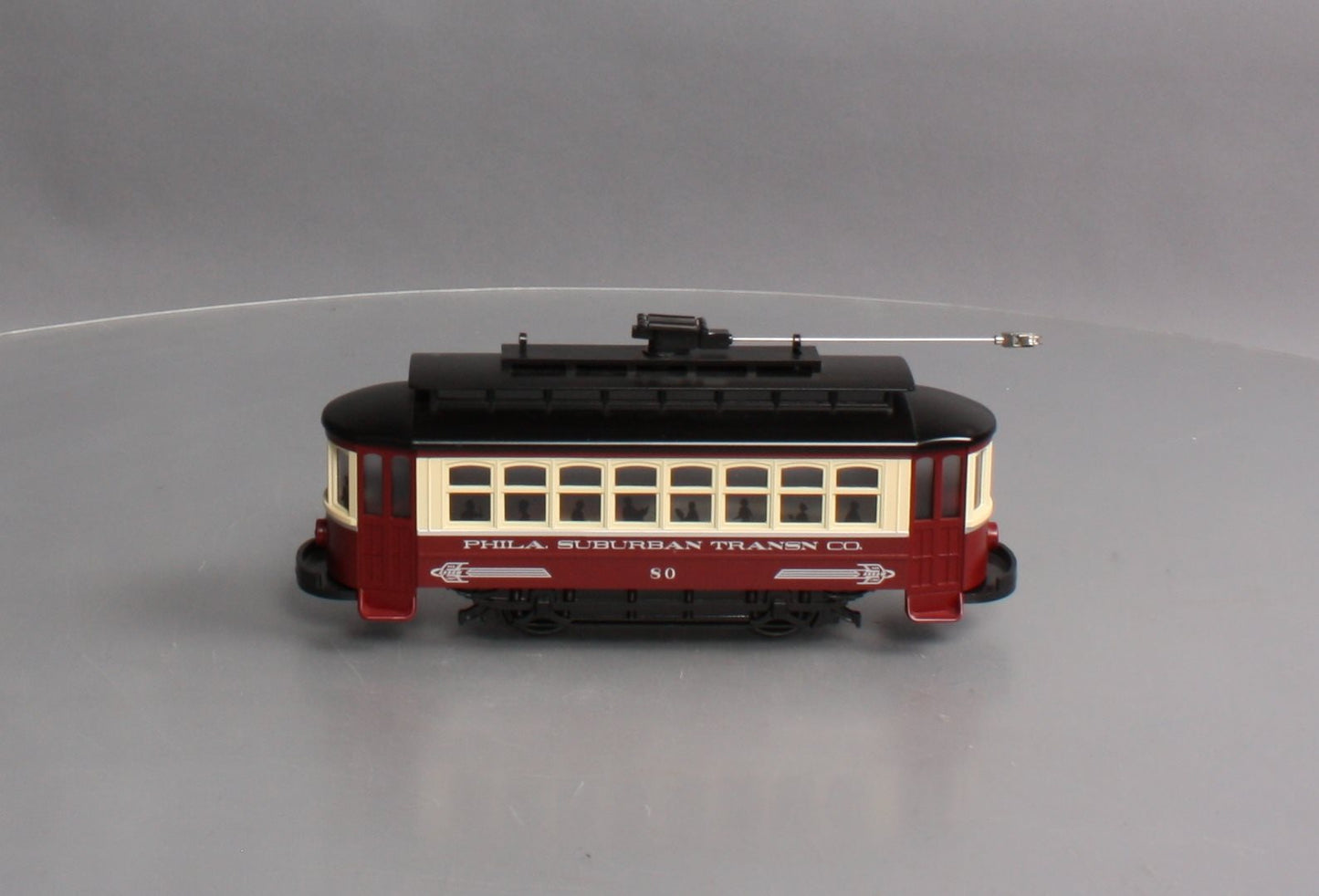 MTH 30-5143 O Gauge Philadelphia Suburban Transit Bump-n-Go Trolley #80