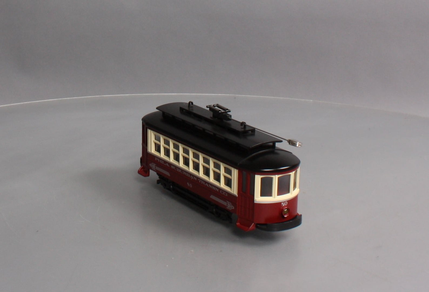 MTH 30-5143 O Gauge Philadelphia Suburban Transit Bump-n-Go Trolley #80