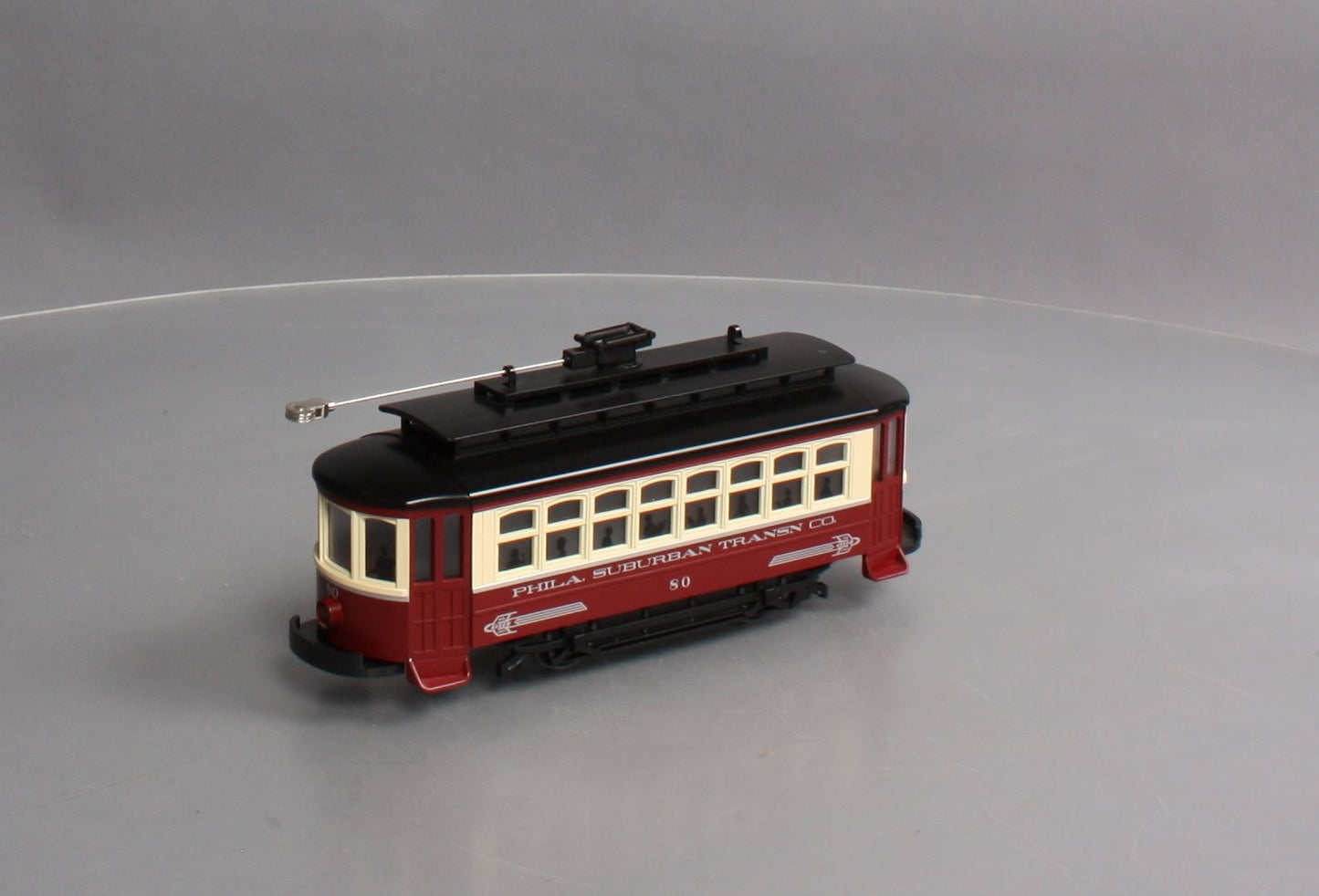MTH 30-5143 O Gauge Philadelphia Suburban Transit Bump-n-Go Trolley #80