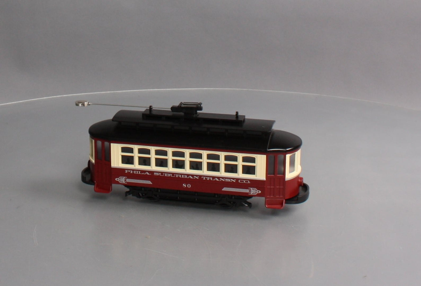 MTH 30-5143 O Gauge Philadelphia Suburban Transit Bump-n-Go Trolley #80