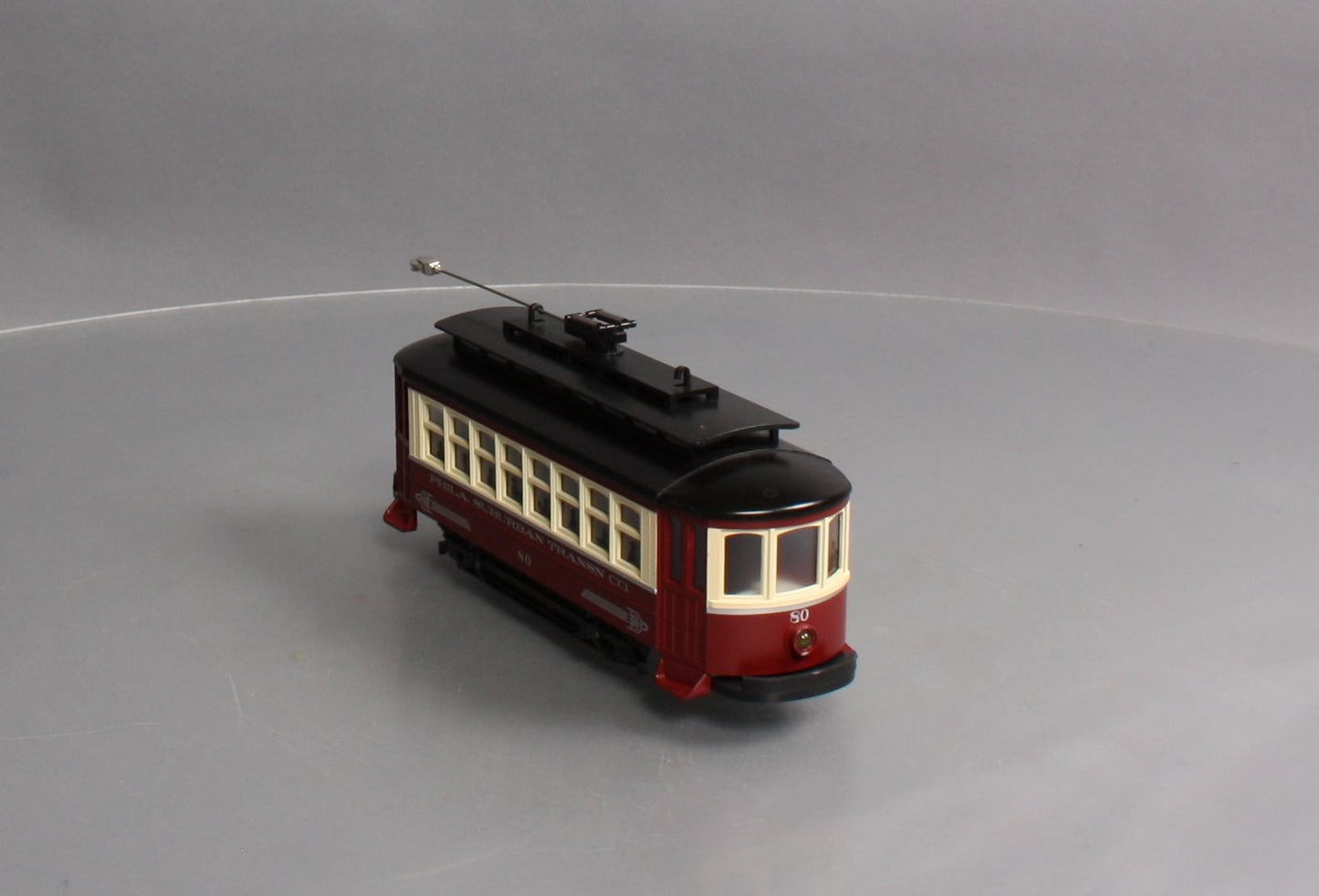 MTH 30-5143 O Gauge Philadelphia Suburban Transit Bump-n-Go Trolley #80