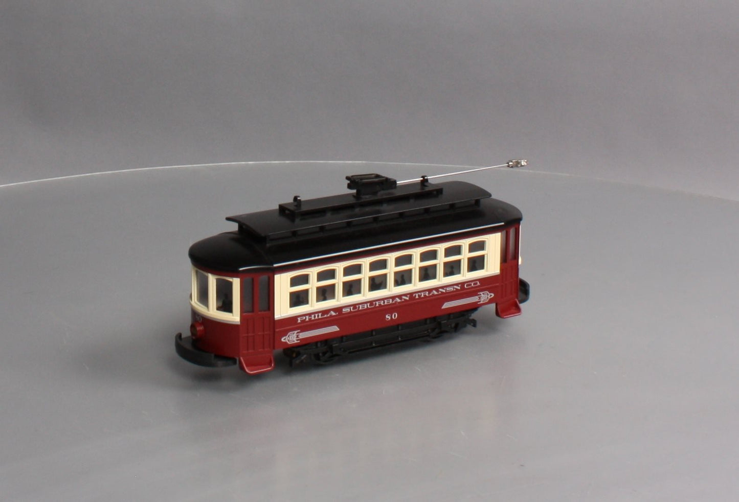 MTH 30-5143 O Gauge Philadelphia Suburban Transit Bump-n-Go Trolley #80
