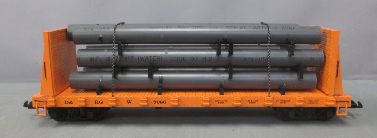 USA Trains R17601 G Denver and Rio Grande Western Pipe Load Flat Car