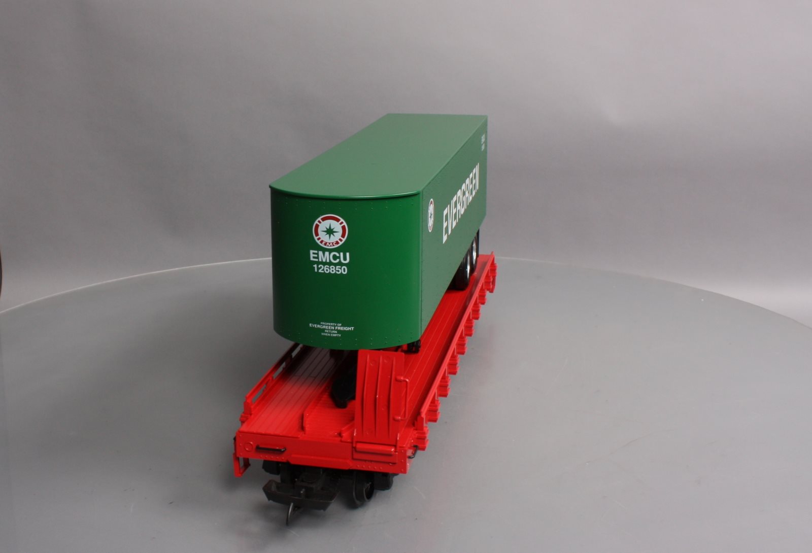 USA Trains R17016 G Evergreen Piggyback Flatcar with Trailer