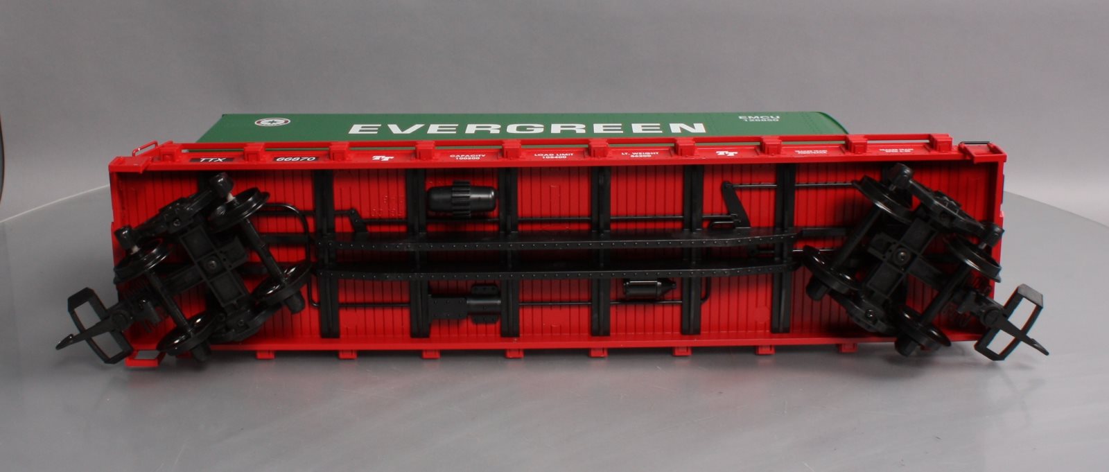 USA Trains R17016 G Evergreen Piggyback Flatcar with Trailer