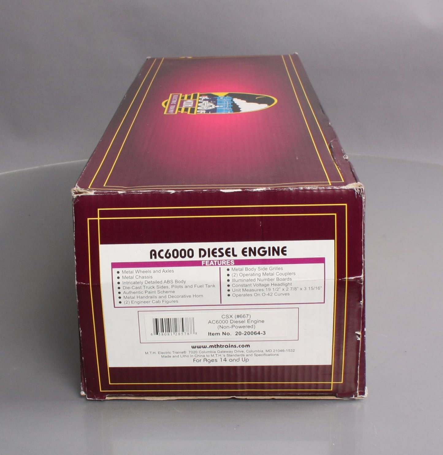 MTH 20-20064-3 CSX GE AC6000 Non-Powered Diesel Engine #667