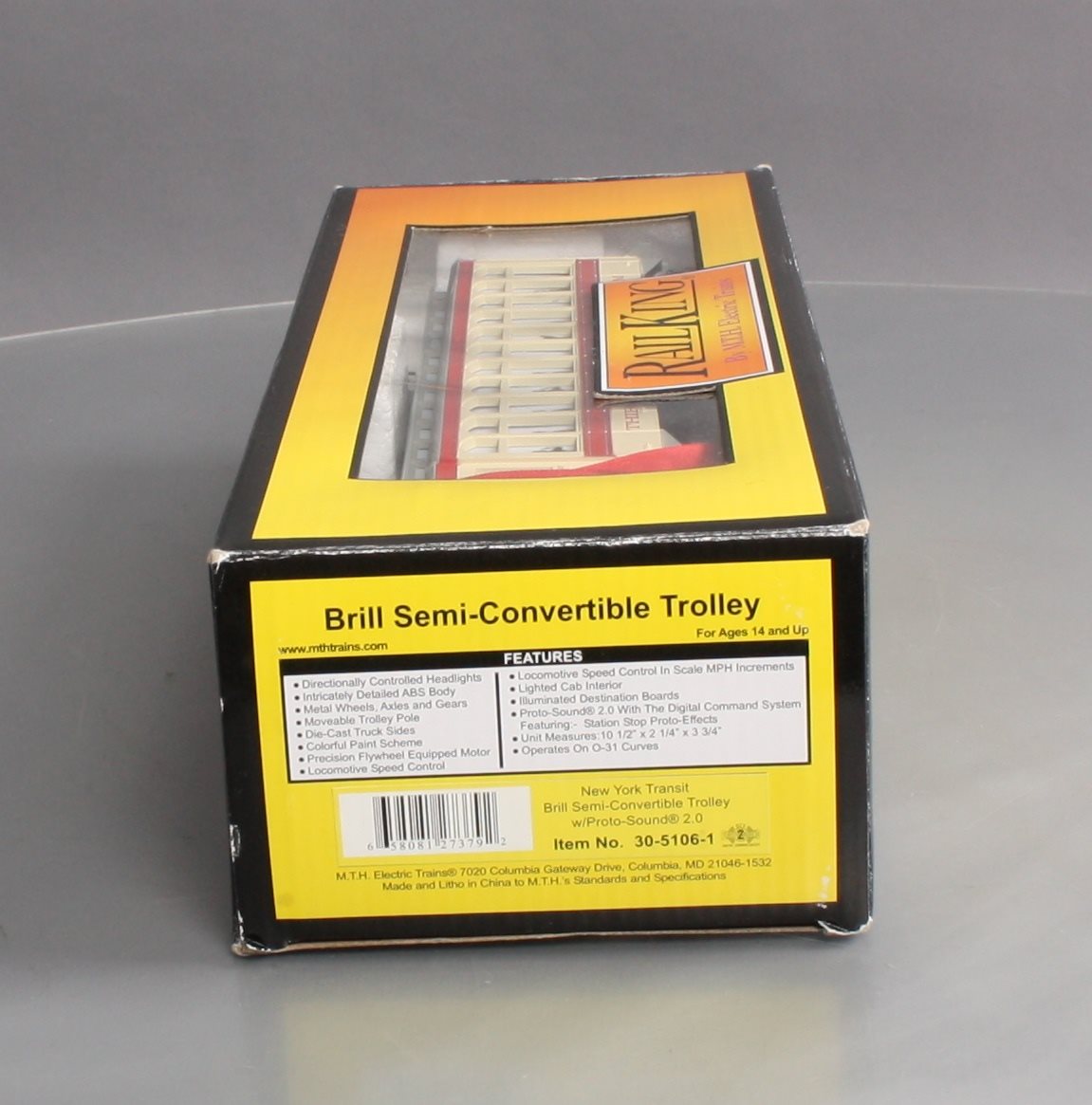 MTH 30-5106-1 O Gauge New York Transit Brill Trolley w/PS2 #1144