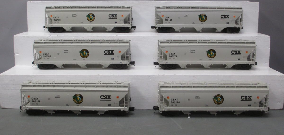 MTH 20-90438 O CSX 3-Bay Centerflow Hopper Car Set (Set of 6)