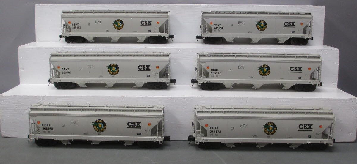MTH 20-90438 O CSX 3-Bay Centerflow Hopper Car Set (Set of 6)