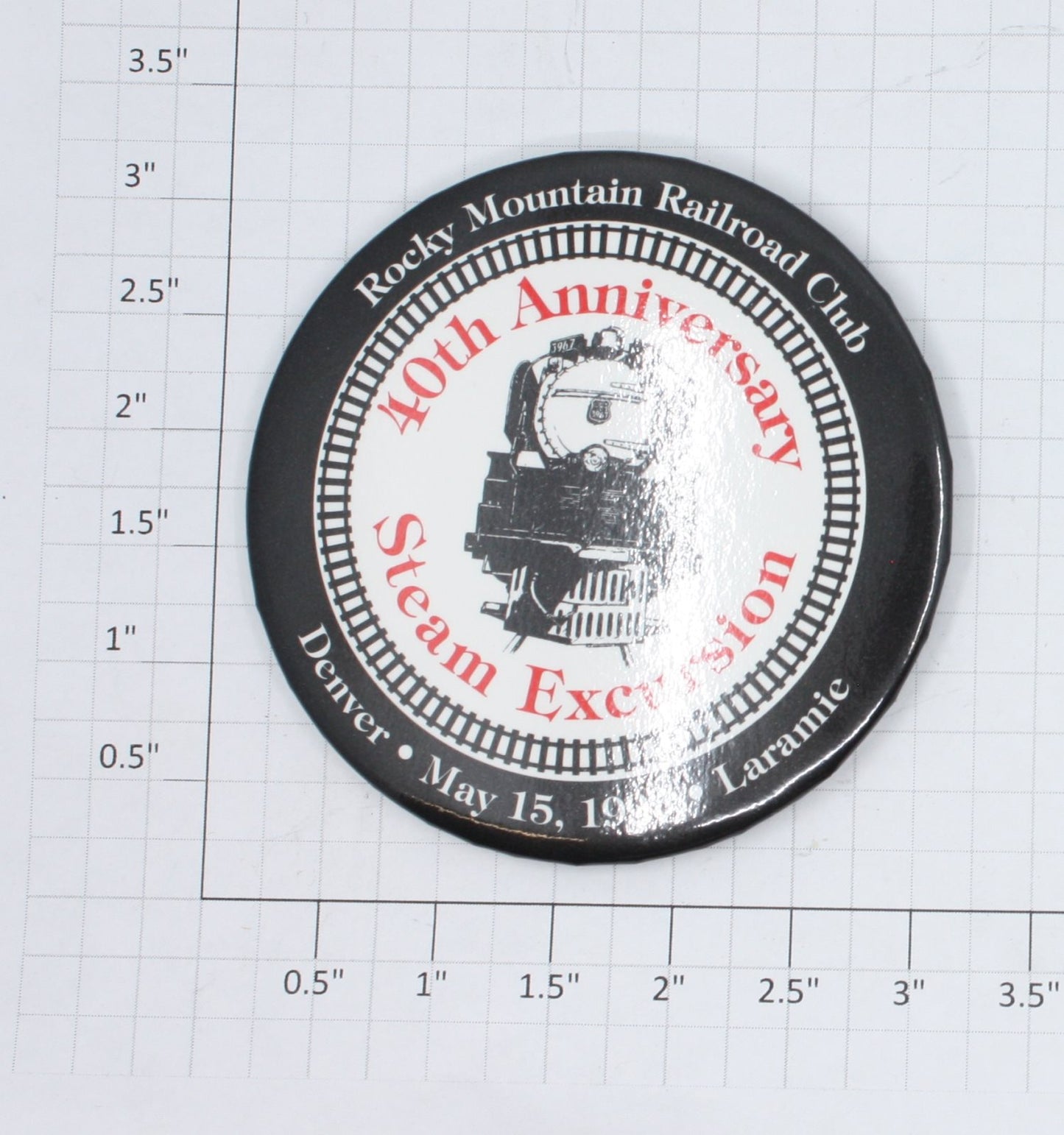 Acme 100-RM 1993 Rocky Mountain Railroad Club 40th Anniversary Pinback Button
