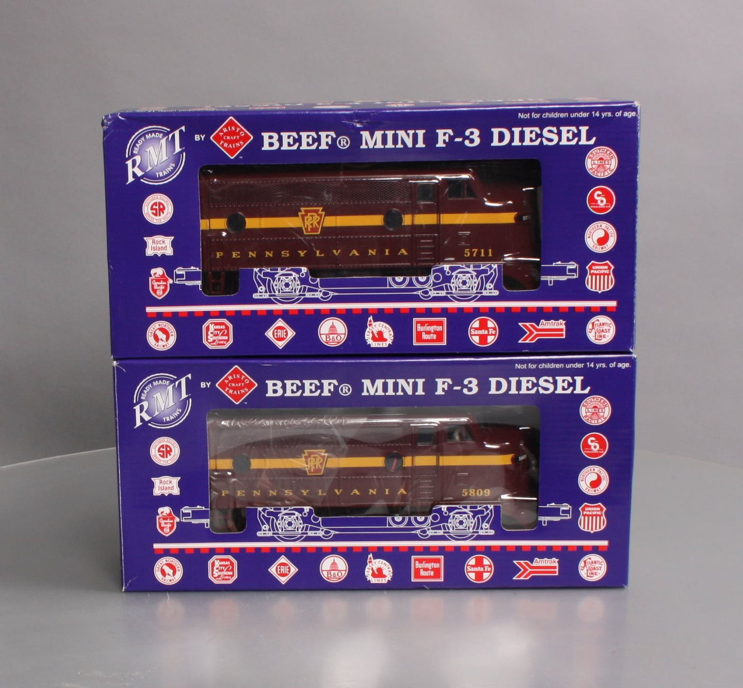 RMT 92615 O Pennsylvania Tuscan Beef F-3 A-A Diesel Locomotive Set #5711/5809