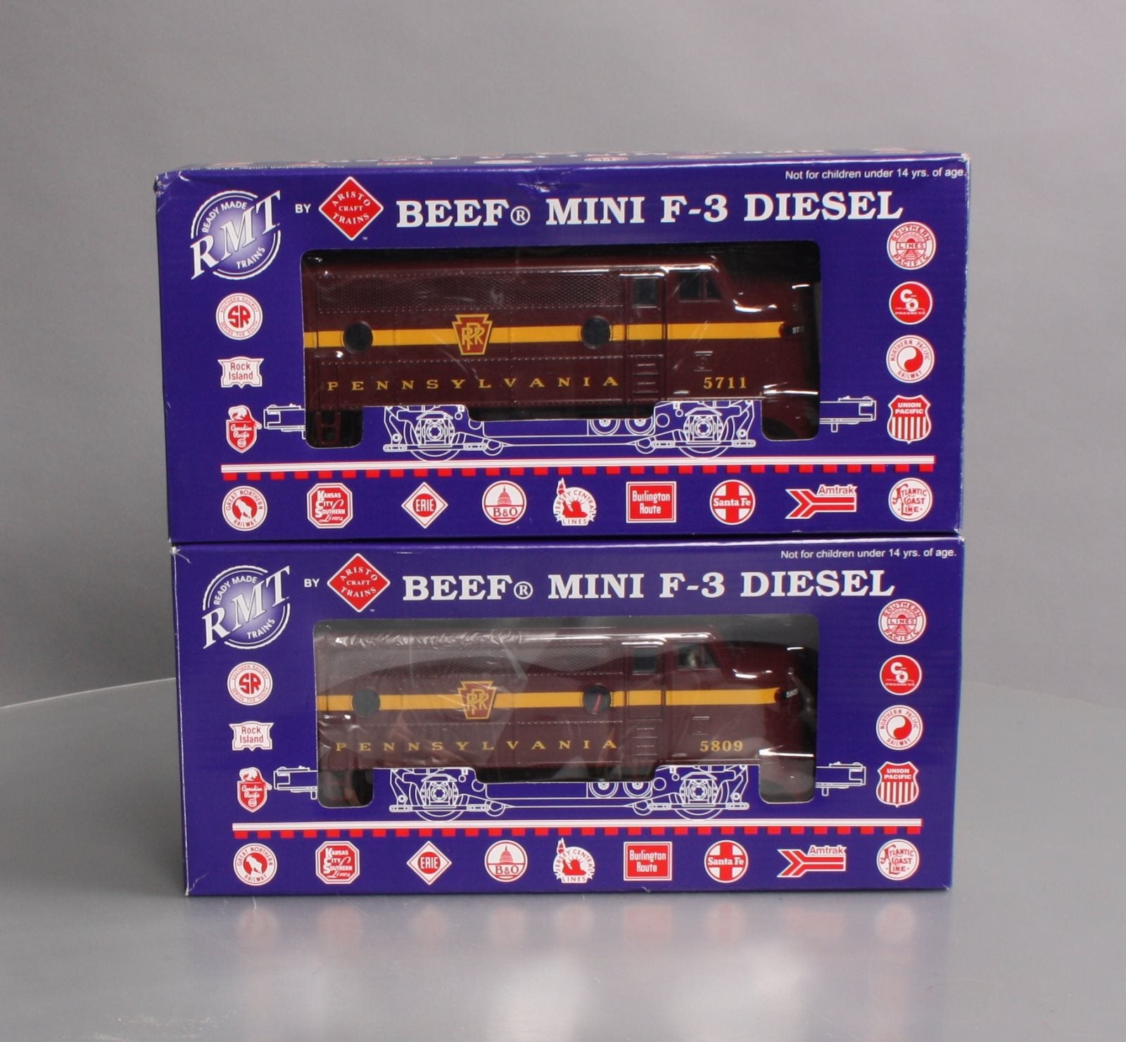 RMT 92615 O Pennsylvania Tuscan Beef F-3 A-A Diesel Locomotive Set #5711/5809