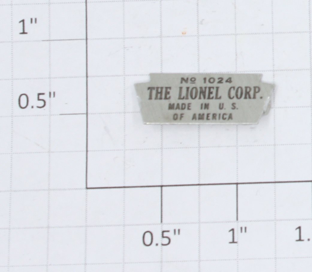 Lionel 1024-7 The Lionel Corp Nameplate
