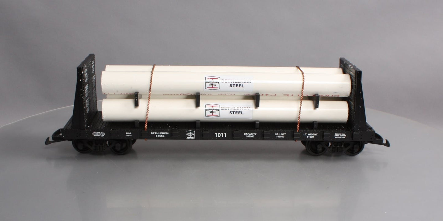 USA Trains R17613A G Bethlehem Steel Pipe Load Flat Cars #1011 Bethlehem Steel