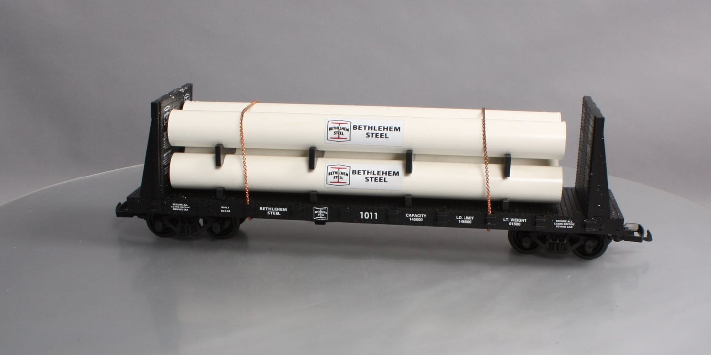 USA Trains R17613A G Bethlehem Steel Pipe Load Flat Cars #1011 Bethlehem Steel