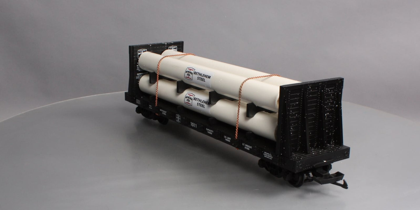 USA Trains R17613A G Bethlehem Steel Pipe Load Flat Cars #1011 Bethlehem Steel