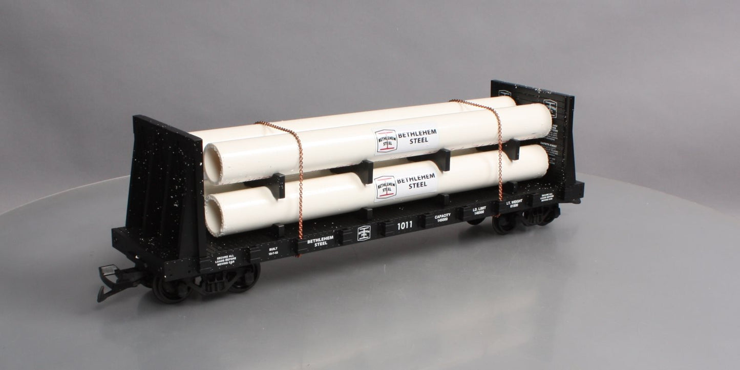 USA Trains R17613A G Bethlehem Steel Pipe Load Flat Cars #1011 Bethlehem Steel