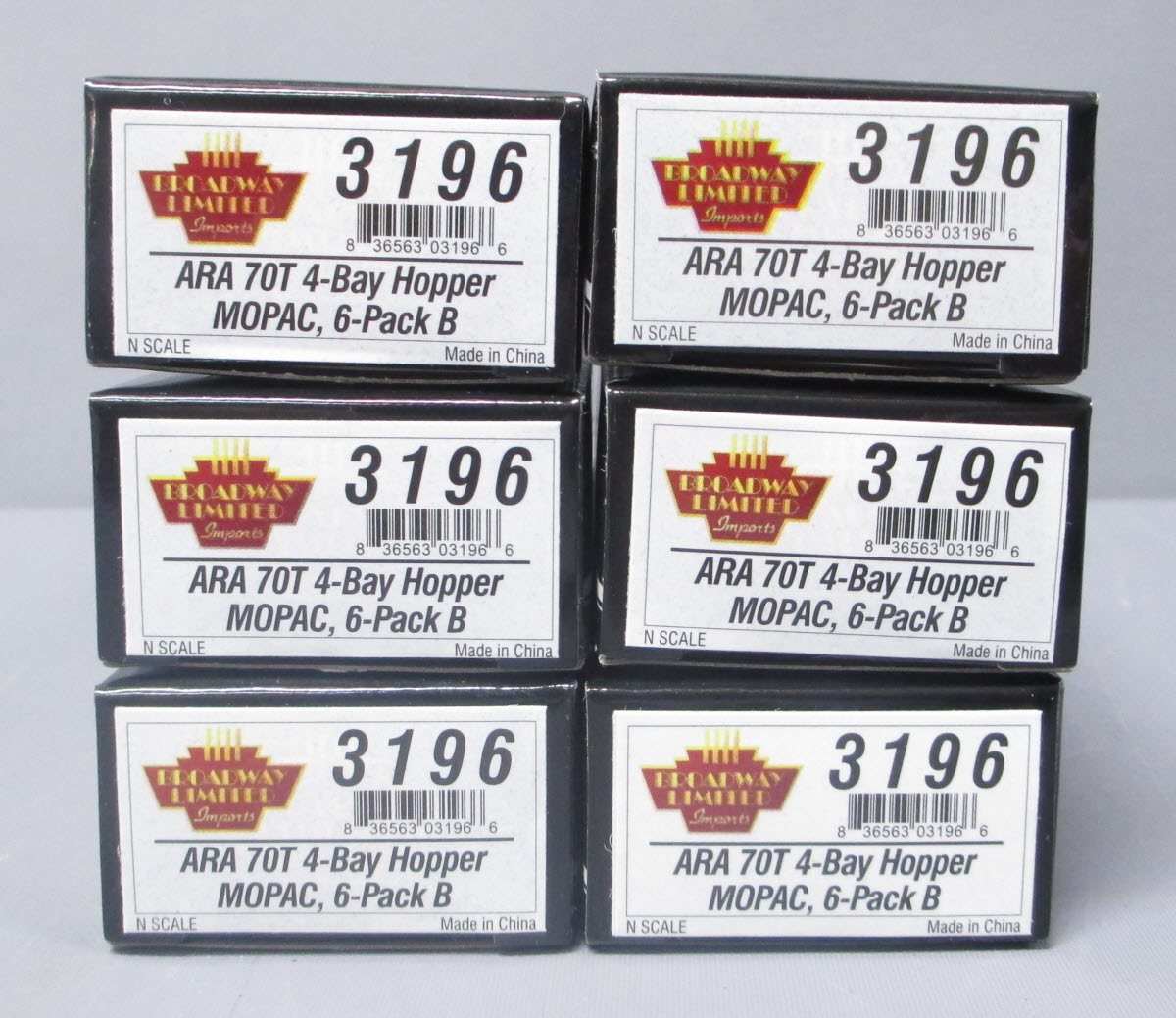 Broadway Limited 3196 N MP ARA 70-Ton 4-Bay Hopper w/Load Set B (Pack of 6)
