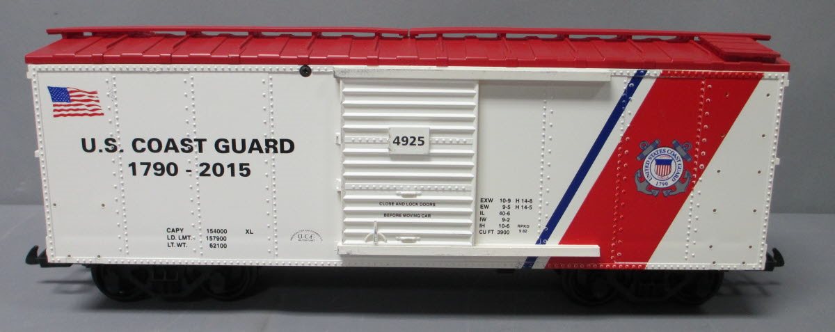 USA Trains R19096A G US Coast Guard Simulated Wood Box Car #4925 (White/Red)