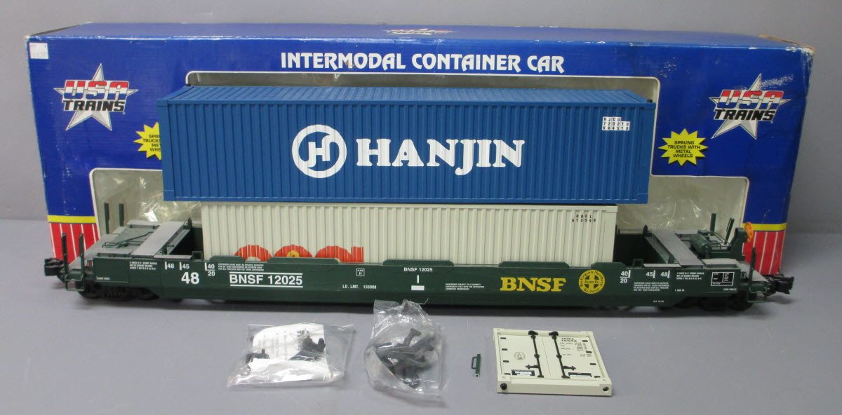 USA Trains R17124 G BNSF Gunderson Husky Stack with Container #3 (Set of 3)