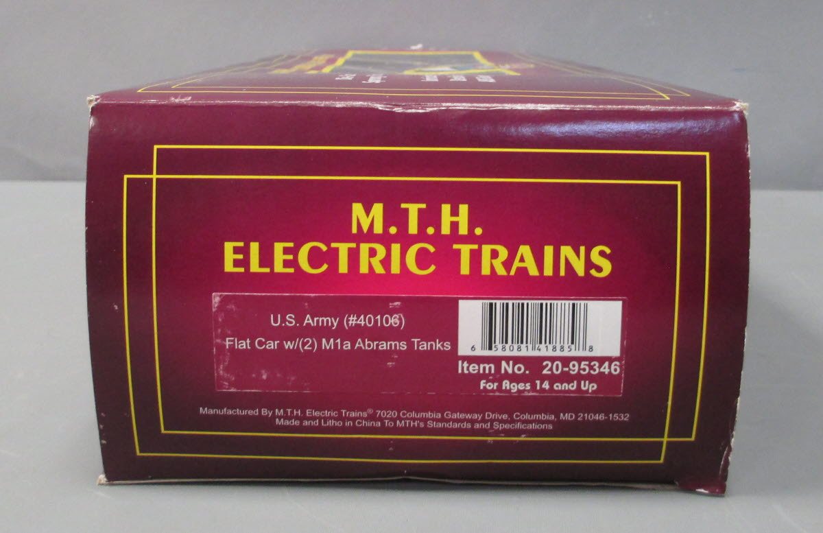 MTH 20-95346 O U.S. Army 60' Flat Car with 2 M1a Abrams Tanks #40102