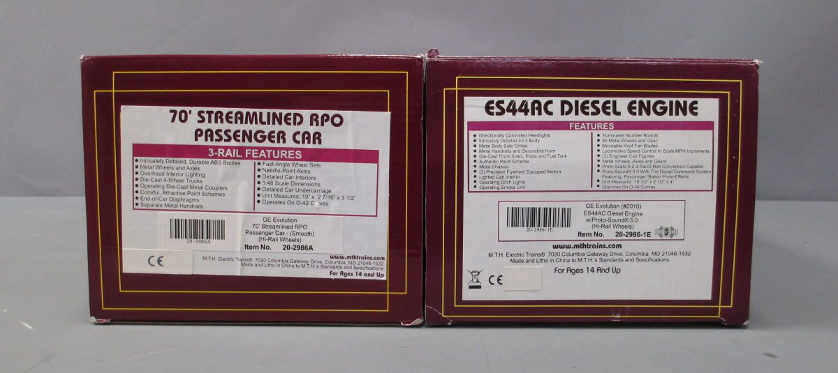 MTH 20-2986-1 O Gauge GE Evolution Premier Hybrid Set W/Proto-sounds 3.0