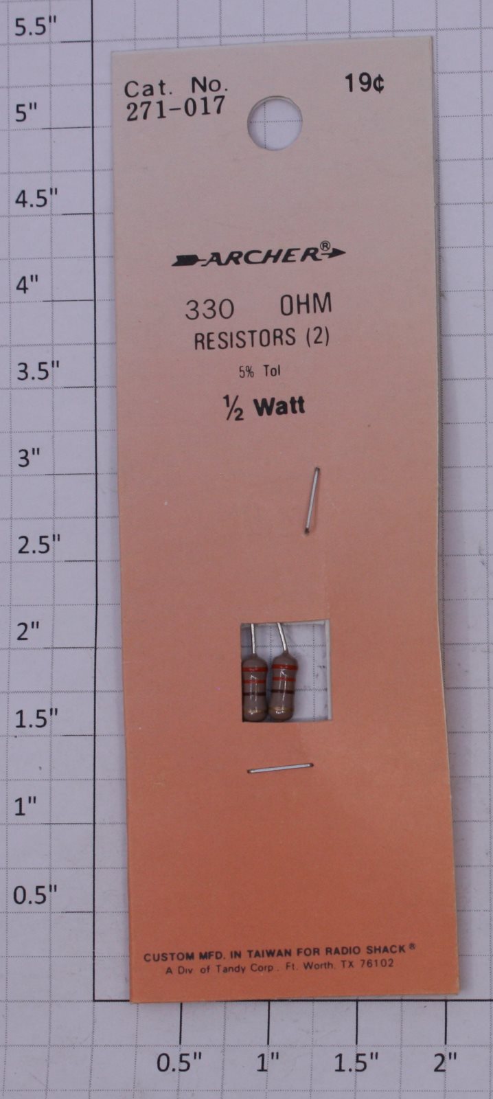 Radio Shack 271-17 330 OHM Resistors 1/2 Watt (Pack of 2)