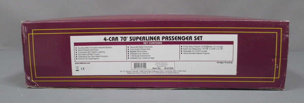 MTH 20-61039 Amtrak (Phase III) 4-Car 70' Superliner Passenger Set