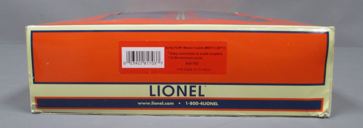 Lionel 6-81703 O Gauge Santa Fe 86' Scale Hi-Cube Boxcar (Set of 2)