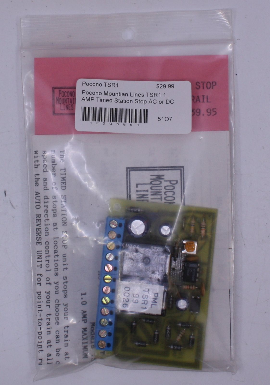 Pocono Mountian Lines TSR1 1 AMP Timed Station Stop AC or DC 2 or 3 Rail Relay
