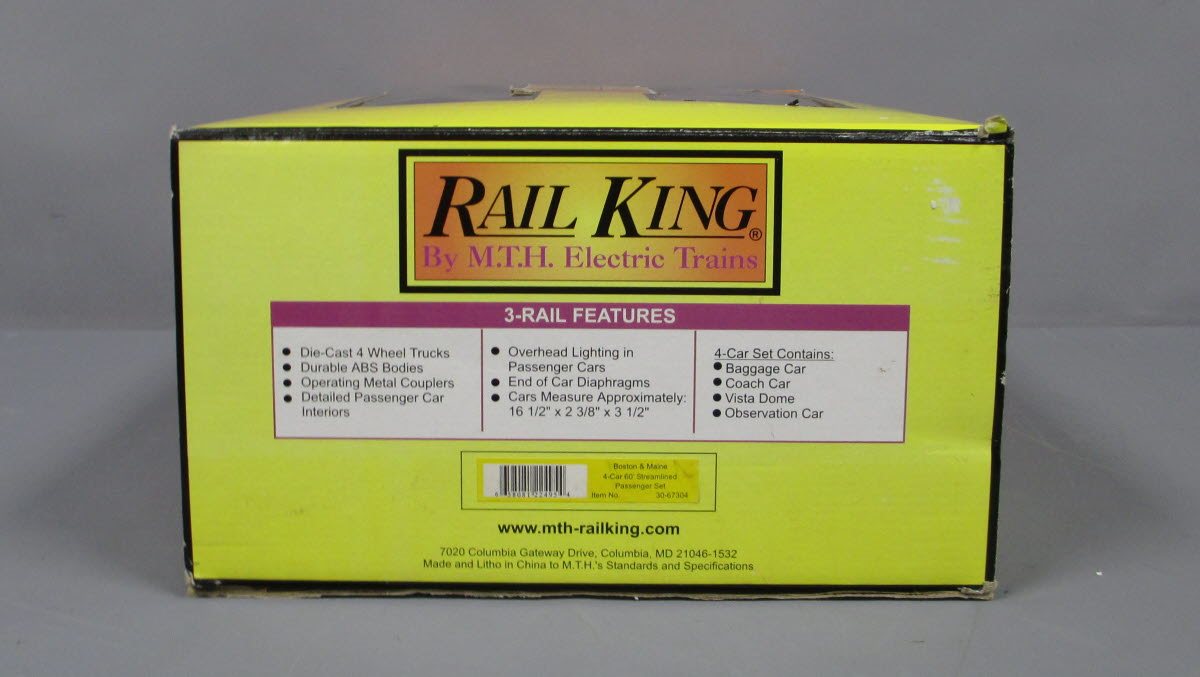 MTH 30-67304 Boston & Maine 60' Streamlined ABS Passenger Car Set