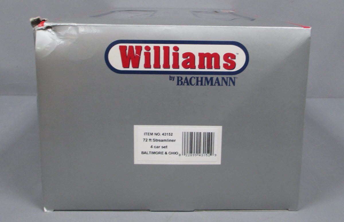 Williams 43152 O Baltimore & Ohio 72 Ft. Streamline Passenger Cars (Set of 4)