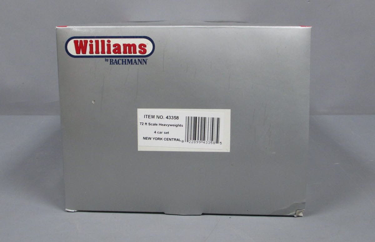 Williams 43358 New York Central 72 Ft. Heavyweight Passenger Car (Pack of 4)