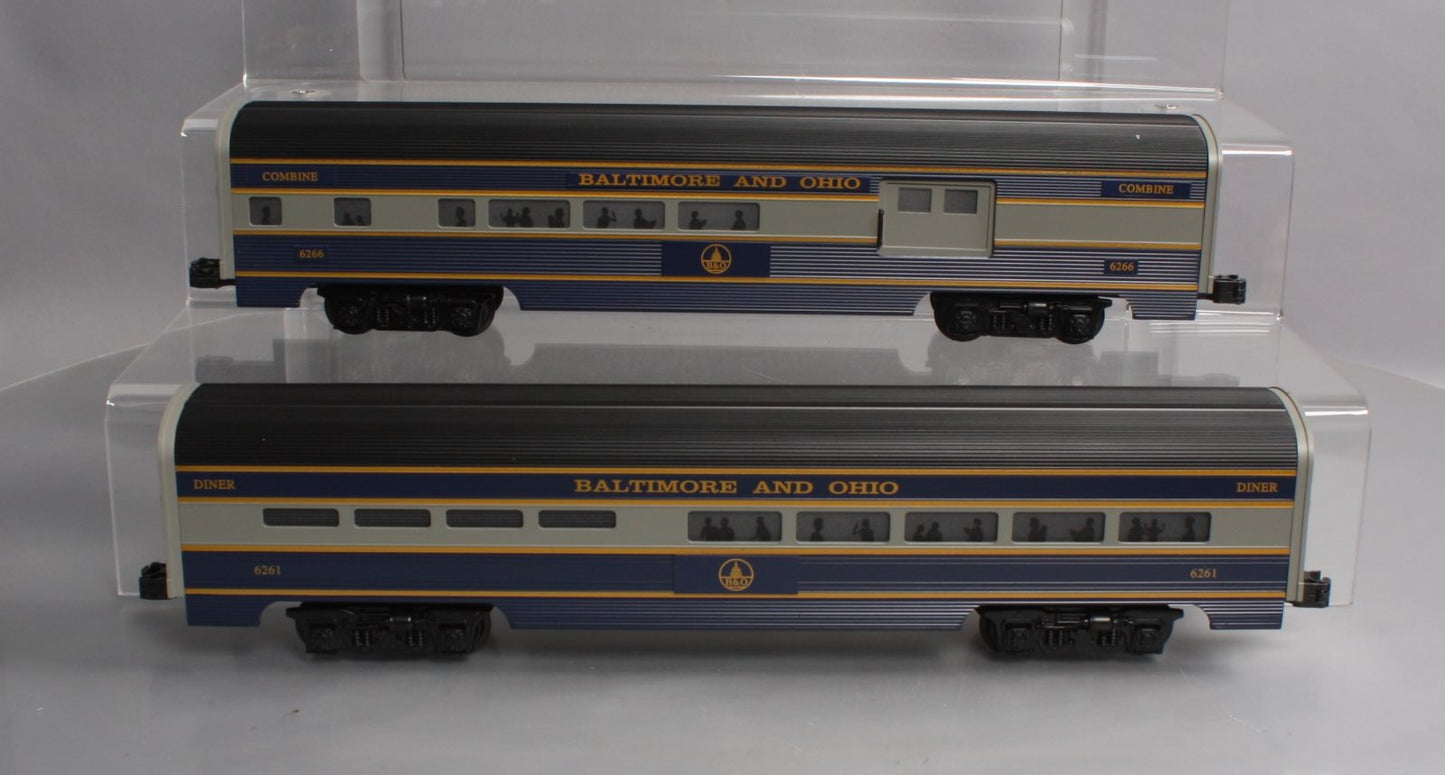 Williams 43001 O Baltimore & Ohio 60 Ft. Alunimun Streamliners Combine/Diner Set