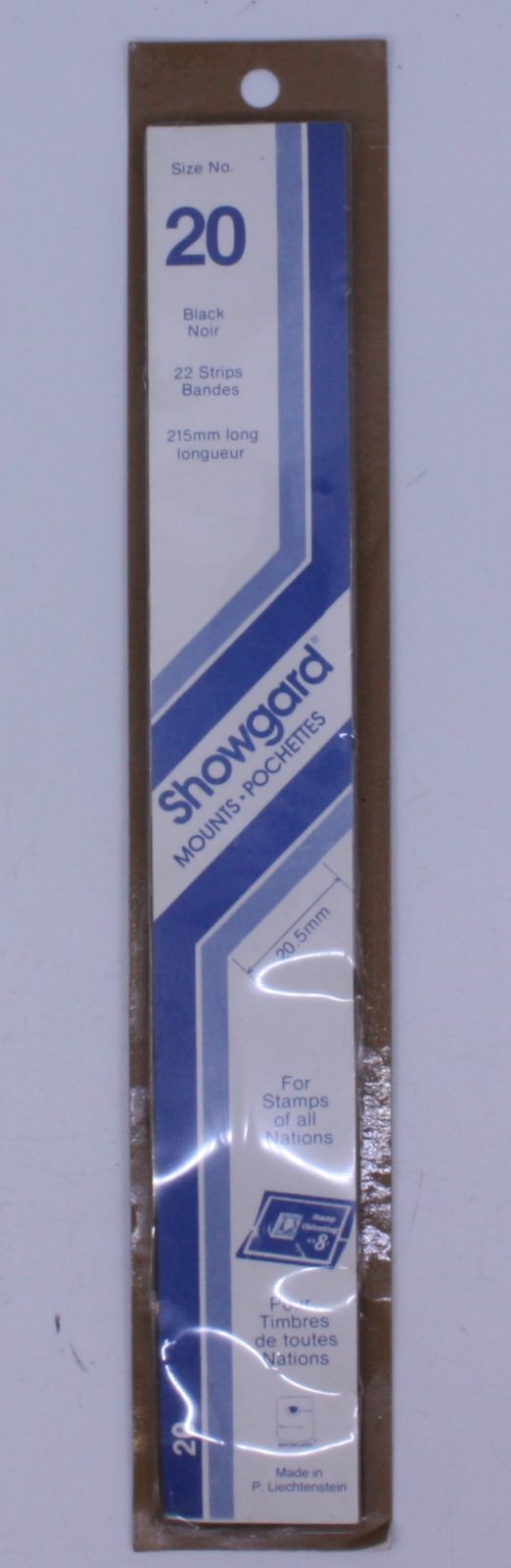 Acme 29-20 Showgard Stamp Mounts 20mm Black Background (Pack of 22)