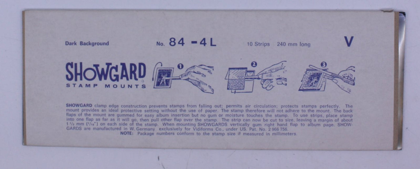 Acme 29-84-4L Showgard Stamp Mounts 84mm Black Background (Pack of 10)