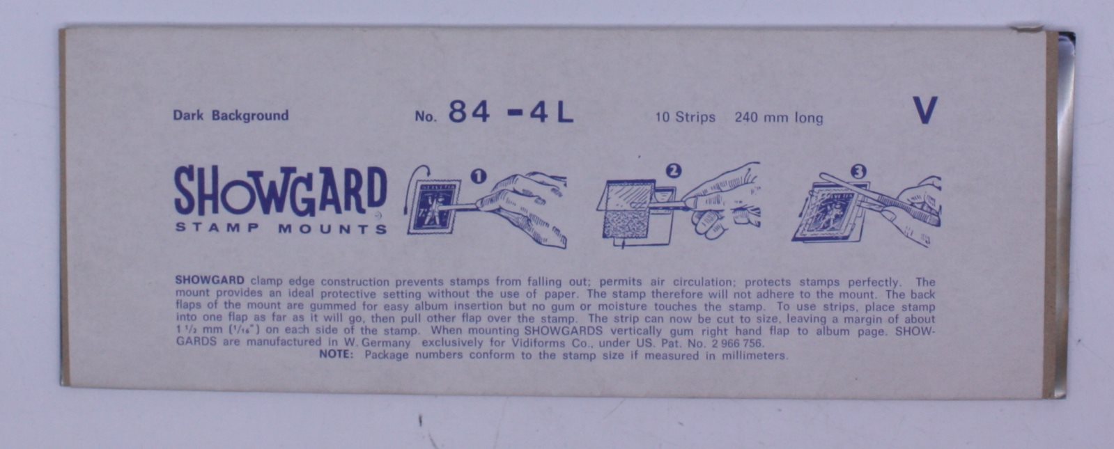 Acme 29-84-4L Showgard Stamp Mounts 84mm Black Background (Pack of 10)