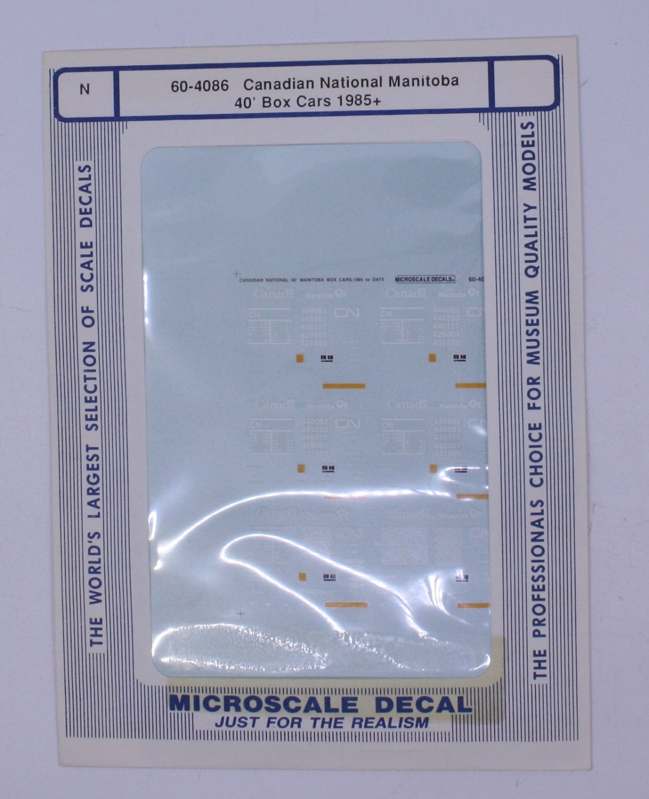 Microscale 60-4086 1985+ CN Manitoba 40'' Box Cars Waterslide Decal Sheet