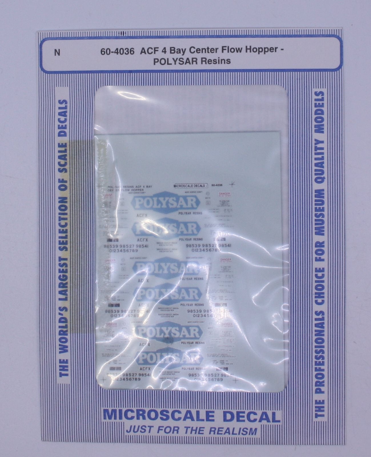 Microscale 60-4036 POLYSAR Resins ACF 4 Bay Center Flow Hopper Decal Sheet