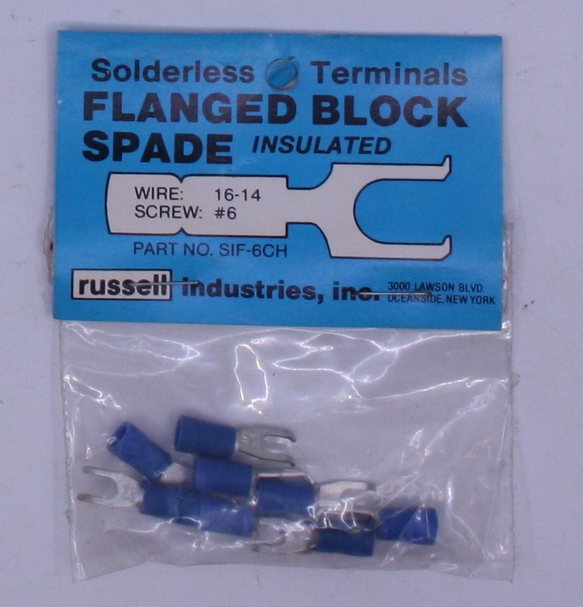 Acme 20-143M 16-14 Solderless Terminals Flanged Block Spade (Pack of 8)