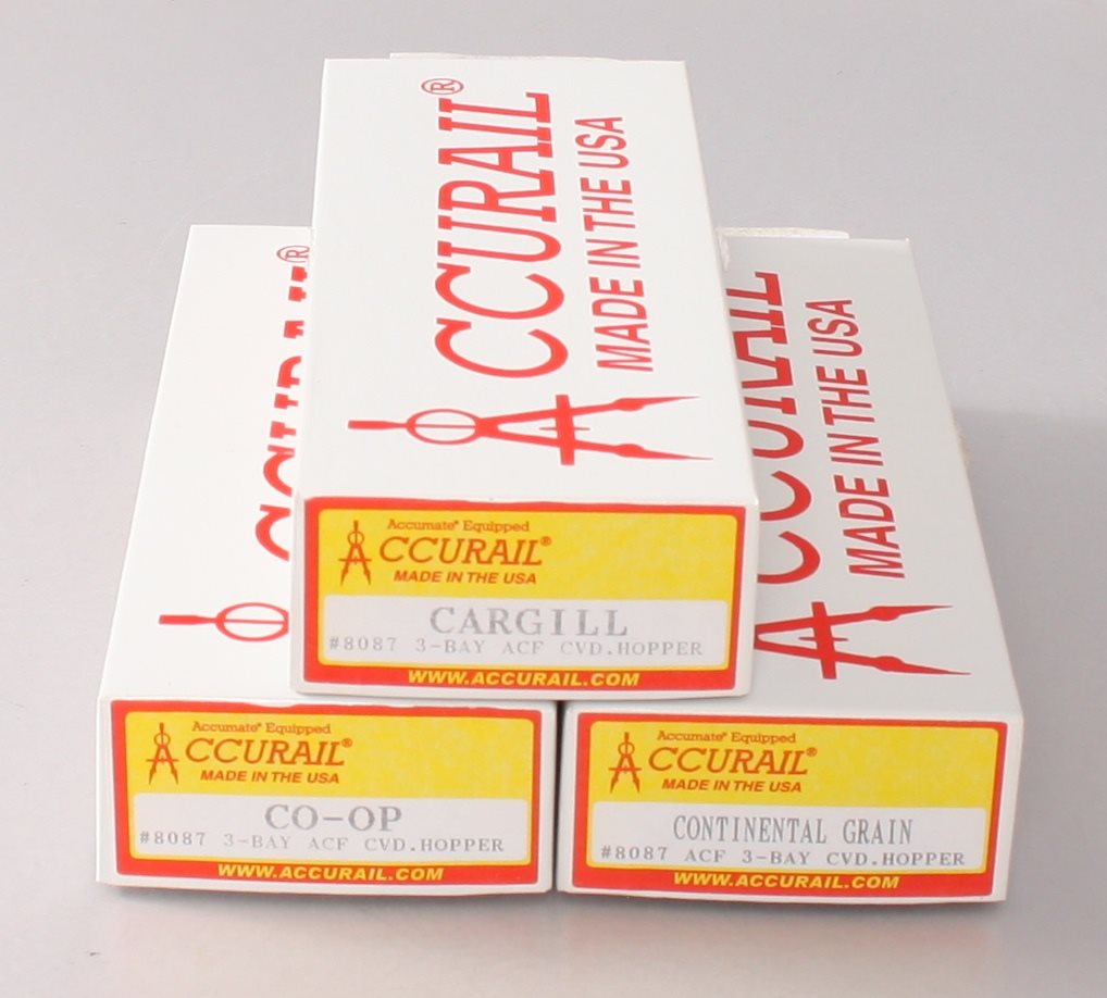 Accurail 8087 HO Co-Op/Continental Grain/Cargill 3-Bay ACF Hopper Car (Set of 3)