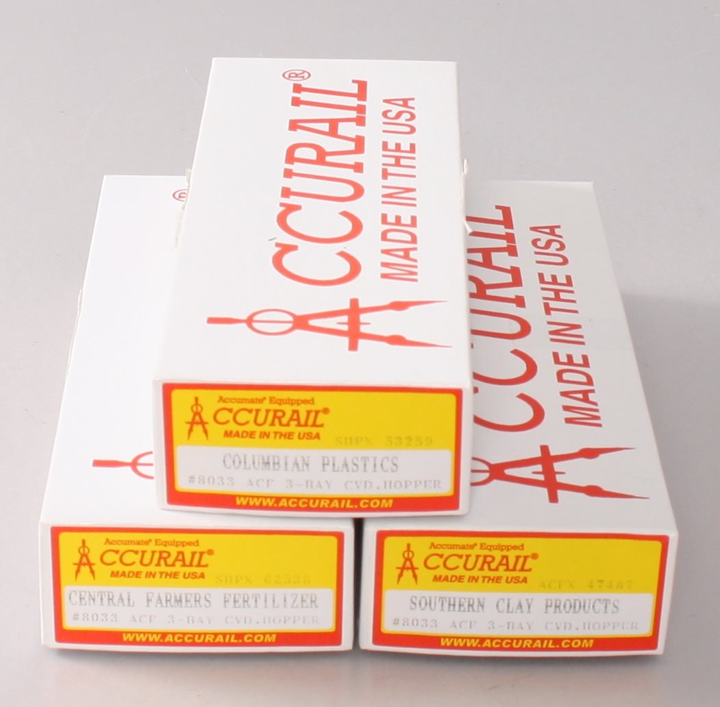 Accurail 8033 HO Scale Southern Clay Products 3-Bay ACF Hopper Kit 3-Pack