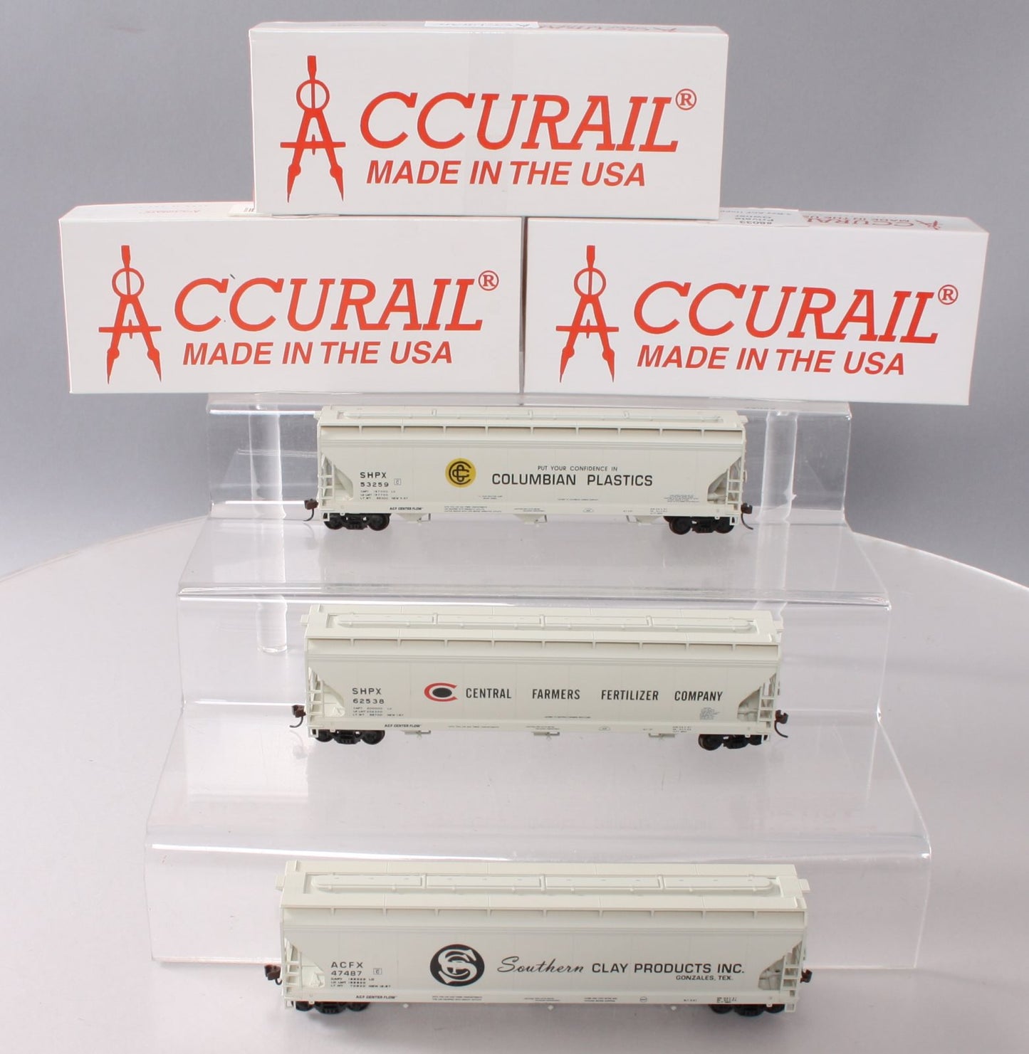 Accurail 8033 HO Scale Southern Clay Products 3-Bay ACF Hopper Kit 3-Pack