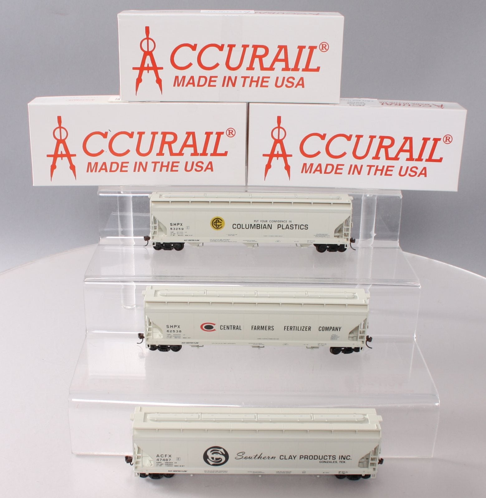 Accurail 8033 HO Scale Southern Clay Products 3-Bay ACF Hopper Kit 3-Pack