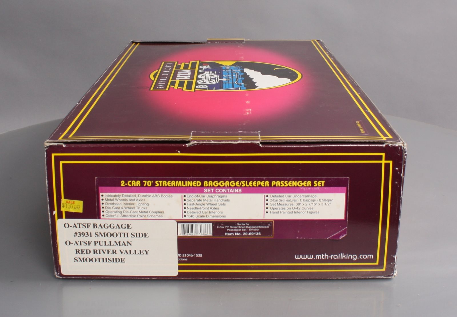 MTH 20-69136 O Santa Fe 70’ ABS Baggage/Coach Passenger Car Set (Set of 2)