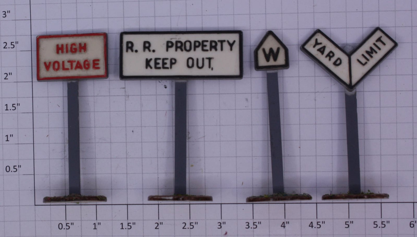 Acme 1001-PSET Misc Plastic Railroad Signs (Bag of 4)