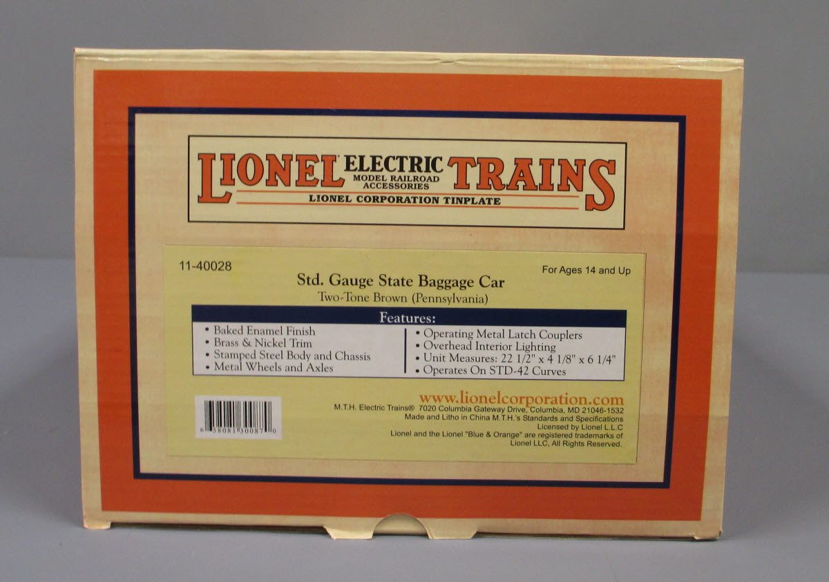 MTH 11-40028 Standard Gauge Pennsylvania Two-Tone Brown State Baggage Car