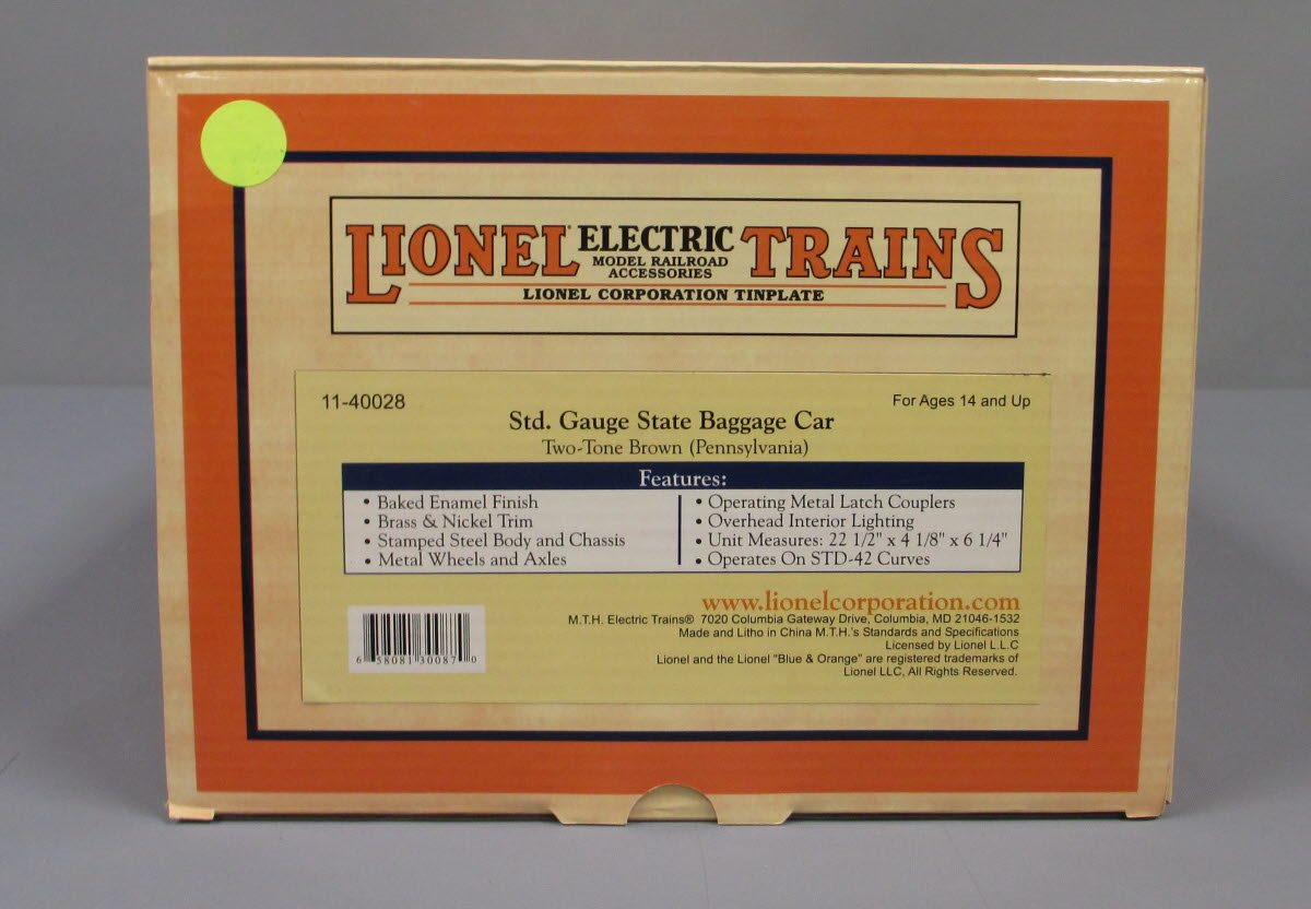 MTH 11-40028 Standard Gauge Pennsylvania Two-Tone Brown State Baggage Car
